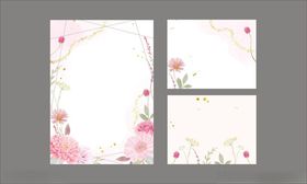 粉色花卉边框贺卡请柬邀请函