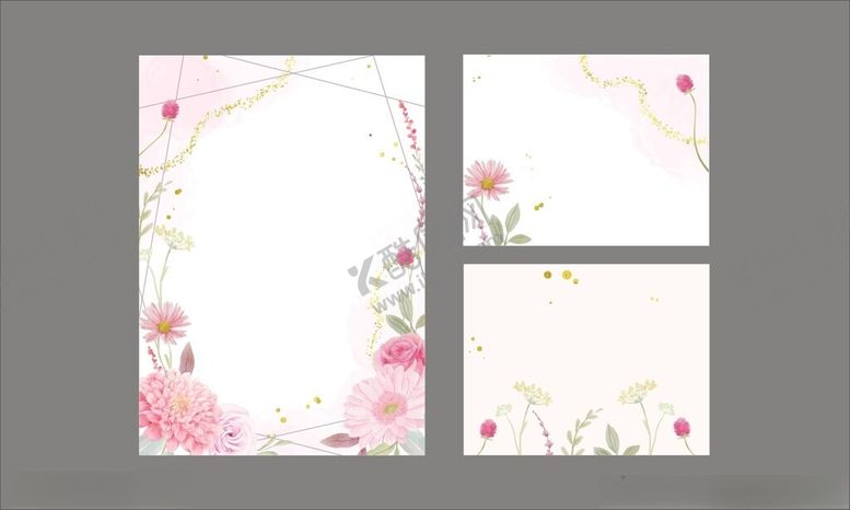 编号：73085811151155144207【酷图网】源文件下载-粉色花卉边框贺卡请柬邀请函