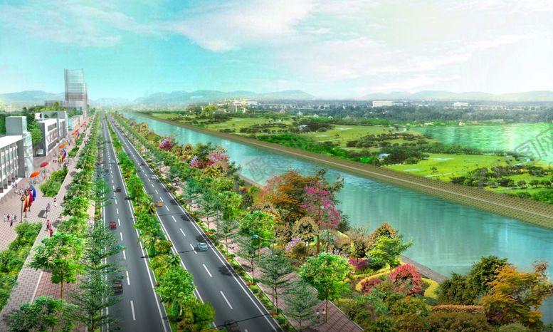 编号：42019509201520115310【酷图网】源文件下载-生态园道路绿化景观效果图