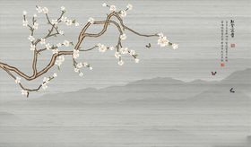花鸟画吊顶背景墙