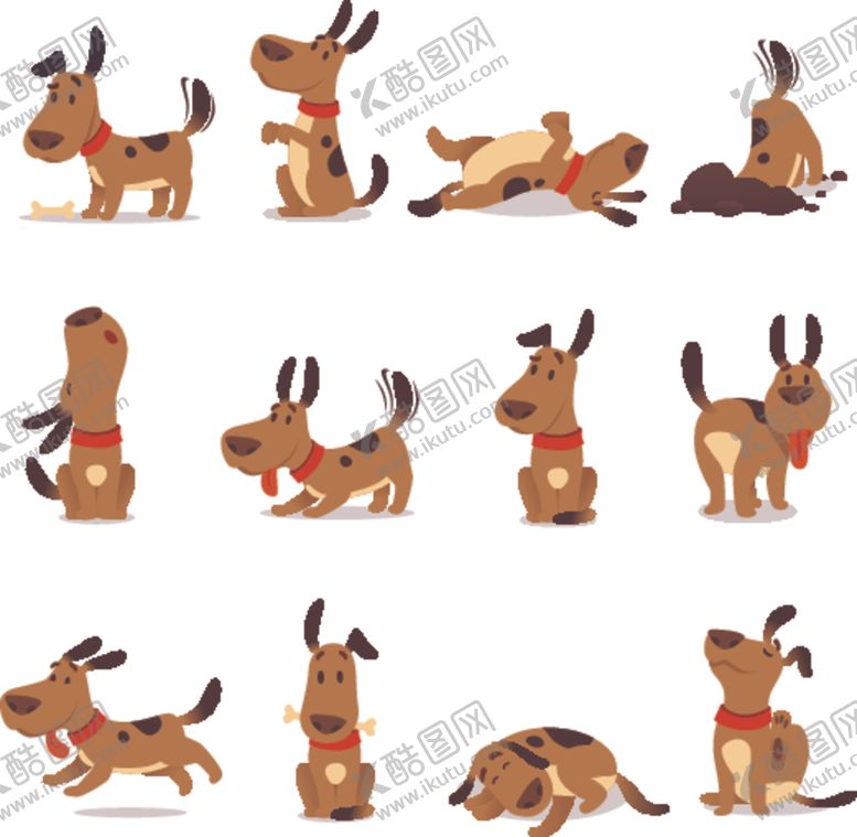 编号：13842709182242454150【酷图网】源文件下载-可爱小狗矢量插画