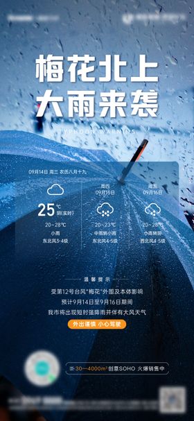 地产台风大雨天气预警海报