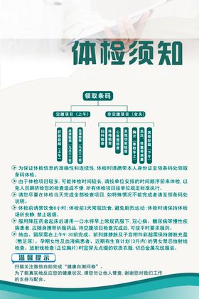 医院体检中心体检须知海报