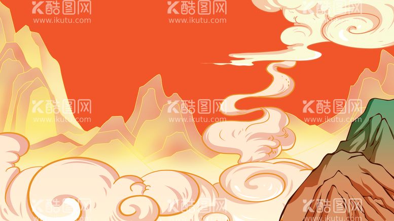 编号：45448211182050553942【酷图网】源文件下载-创意中国风山水插画海报背景