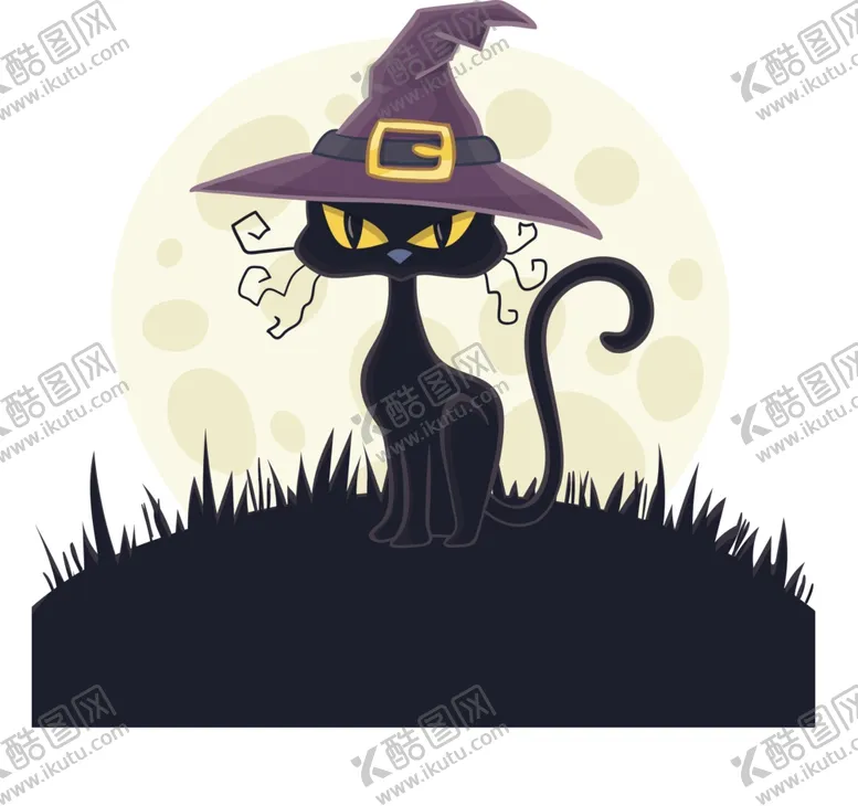 女巫万圣节快乐插图魔法帽卡通