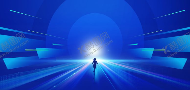 编号：73189706261321404580【酷图网】源文件下载-蓝色科技年终会议背景板