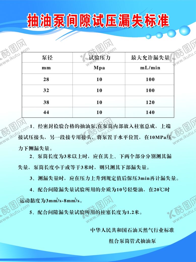 编号：24221705131644199743【酷图网】源文件下载-抽油泵间隙试压漏失标准