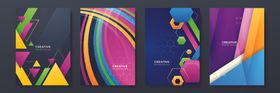 多彩几何风格创意海报设计