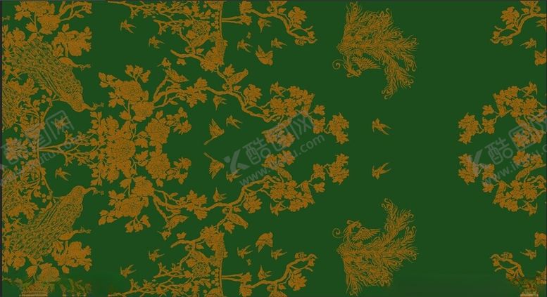 编号：88461611191835293537【酷图网】源文件下载-绿色底金色花纹图案