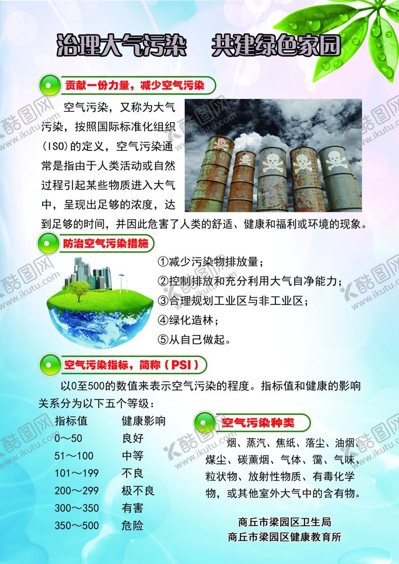 编号：39259709140021588412【酷图网】源文件下载-治理大气污染共建绿色家园A面