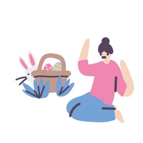 扁平化生活场景手绘卡通台灯休闲娱乐插画