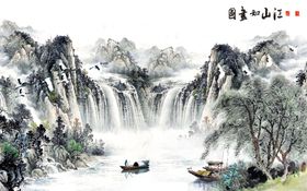 流水生财背景墙