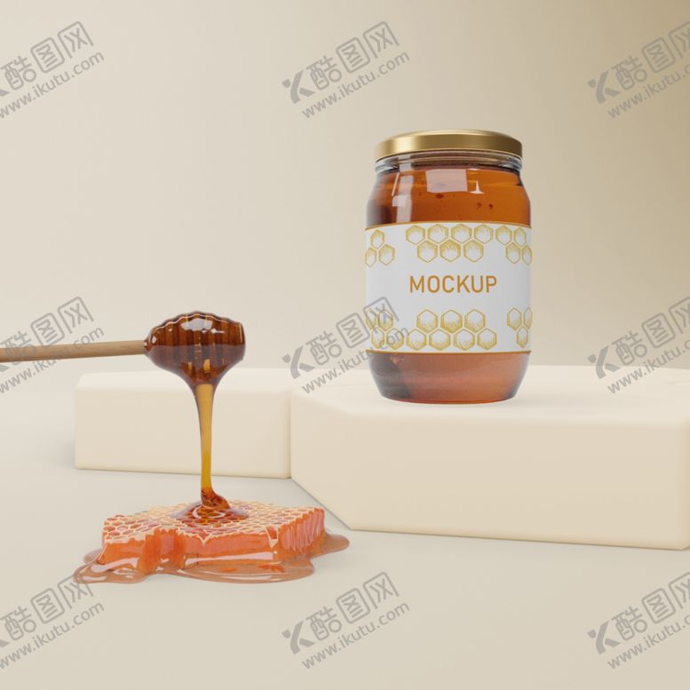 编号：49817510020553361427【酷图网】源文件下载-蜂蜜玻璃瓶包装贴图样机