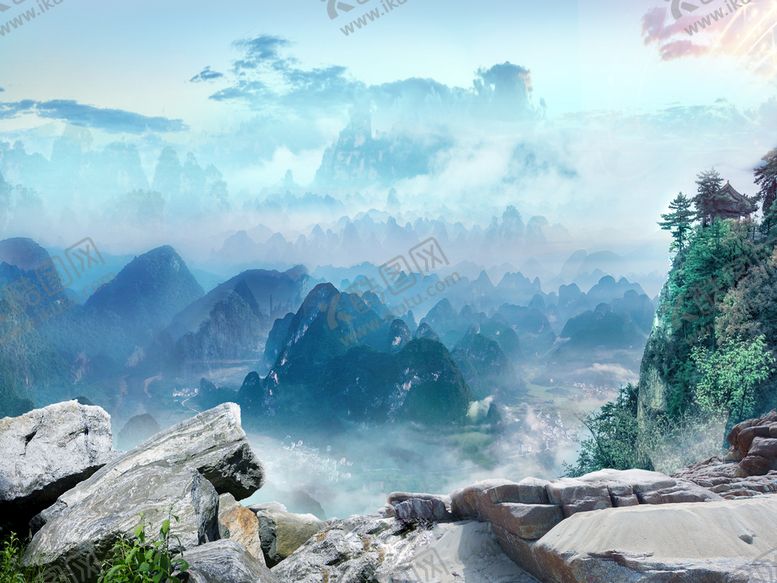 编号：98475009160628339106【酷图网】源文件下载-古典山水素材背景