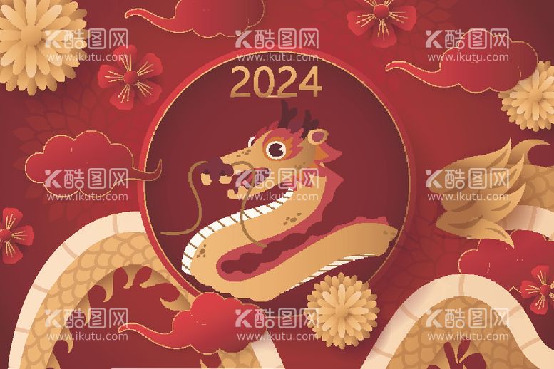 编号：76822612131113208862【酷图网】源文件下载-2024新年贺卡