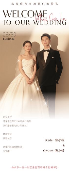婚礼迎宾高级感简约易拉宝