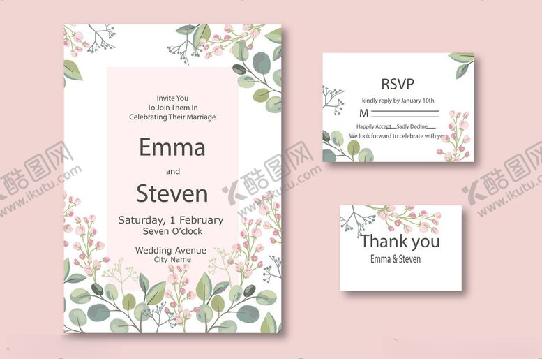 编号：89189104011904349883【酷图网】源文件下载-花卉婚礼请柬设计