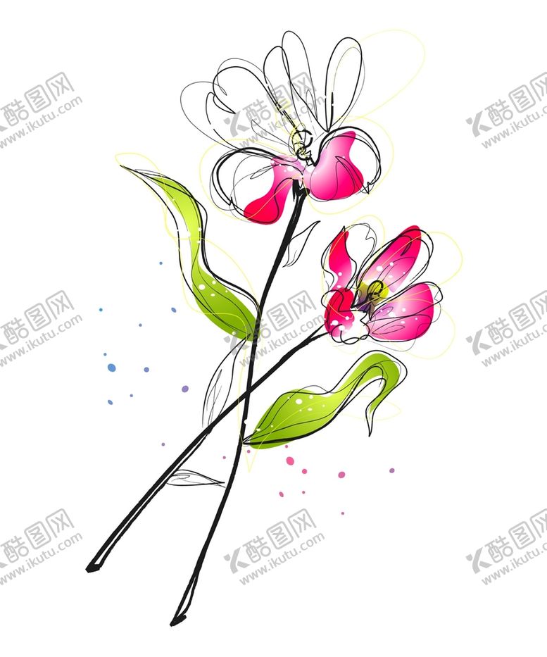 编号：17205809240344464208【酷图网】源文件下载-矢量手绘花朵