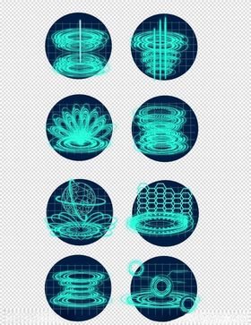 光感蓝色简约科技环冲击点亮电量