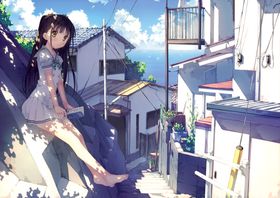 日式小清新街道风景插画