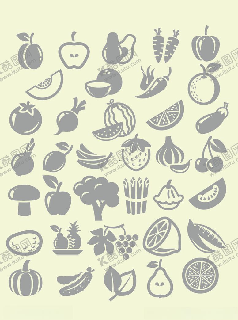 编号：13185504201403092657【酷图网】源文件下载-蔬菜水果图标集合