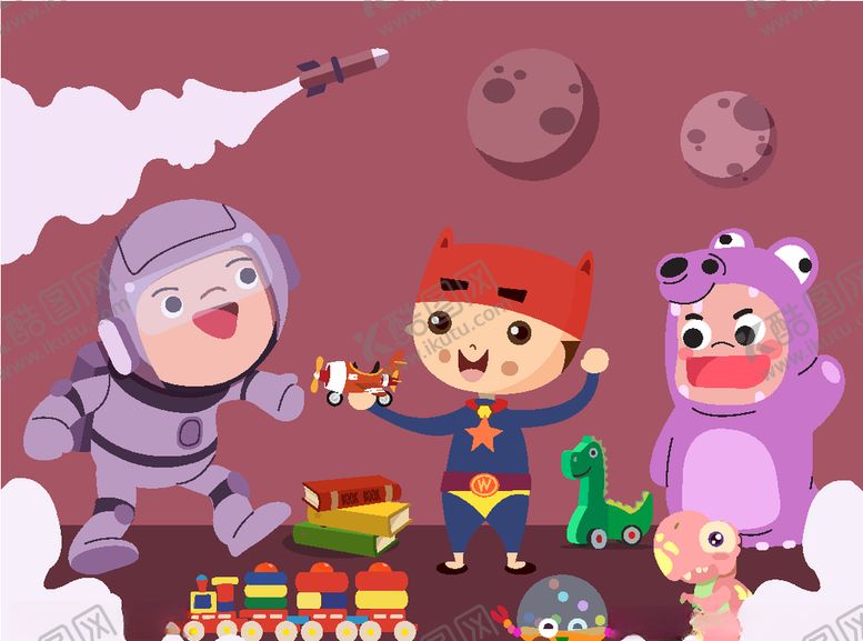 编号：90882509160804049928【酷图网】源文件下载-创意男孩和玩具