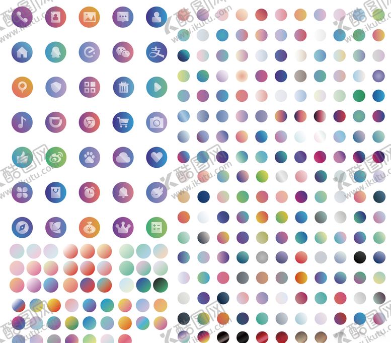 编号：40943210180048154479【酷图网】源文件下载-圆形UI渐变色图标按钮LOGO