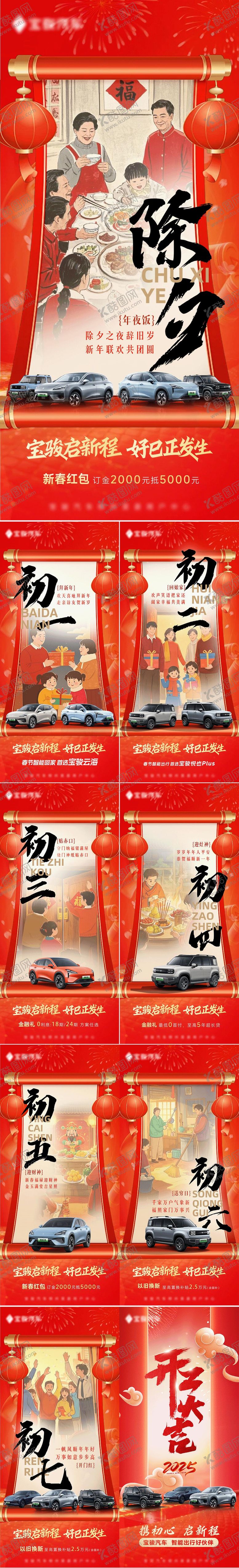 编号：85504602120213564864【酷图网】源文件下载-新年年俗系列海报