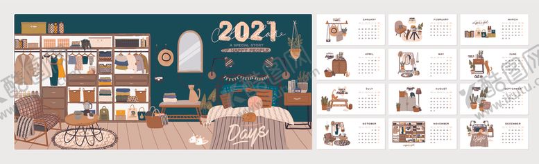 编号：21565509221713354385【酷图网】源文件下载-2021年日历