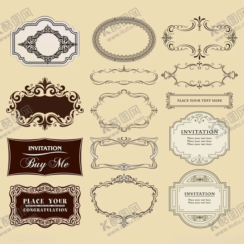 编号：82036403311700394067【酷图网】源文件下载-复古装饰性边框设计元素