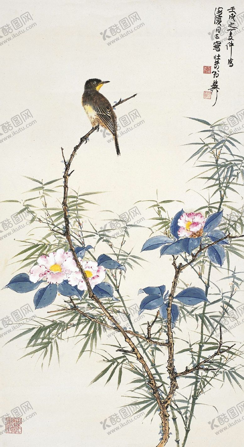 编号：72307306240324354462【酷图网】源文件下载-花鸟画竹子玄关图