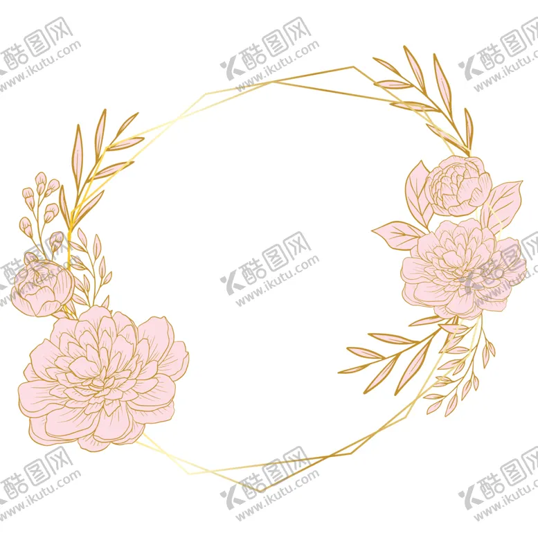 编号：46331901201128362161【酷图网】源文件下载-植物金色边框花环