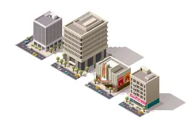矢量立体3d等距建筑