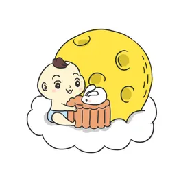 中秋元素节文字嫦娥莲花祥云