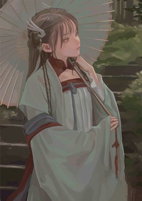 二次元美女手绘插画图片