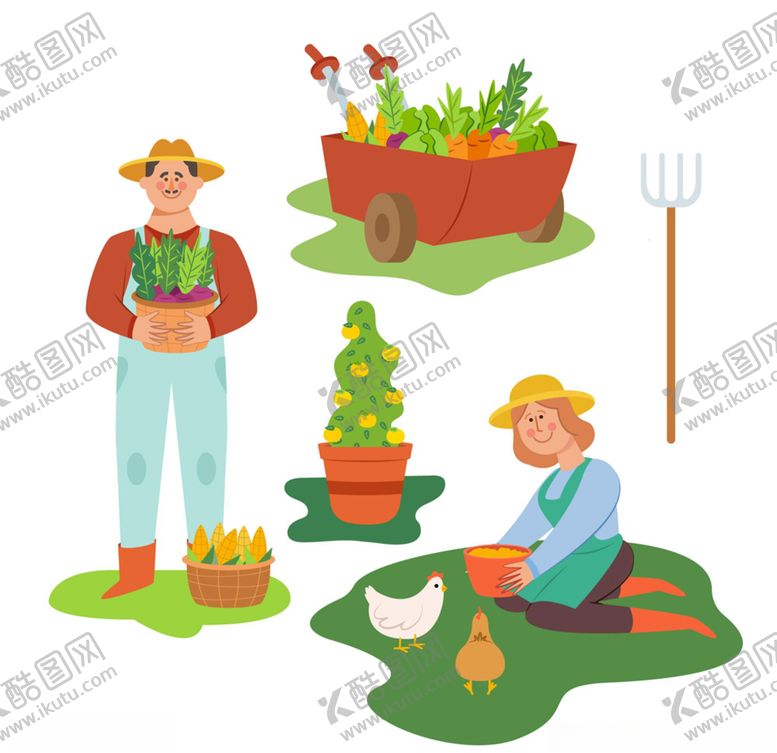 编号：90024310311924272153【酷图网】源文件下载-创意做农活的人物矢量素材