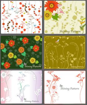 多彩花卉图案设计素材