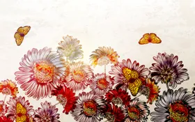 花卉手绘插画夏天矢量