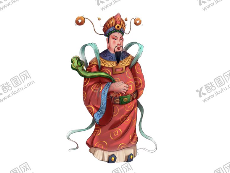 编号：71423006251825448764【酷图网】源文件下载-财神爷传统国风插画卡通背景素材