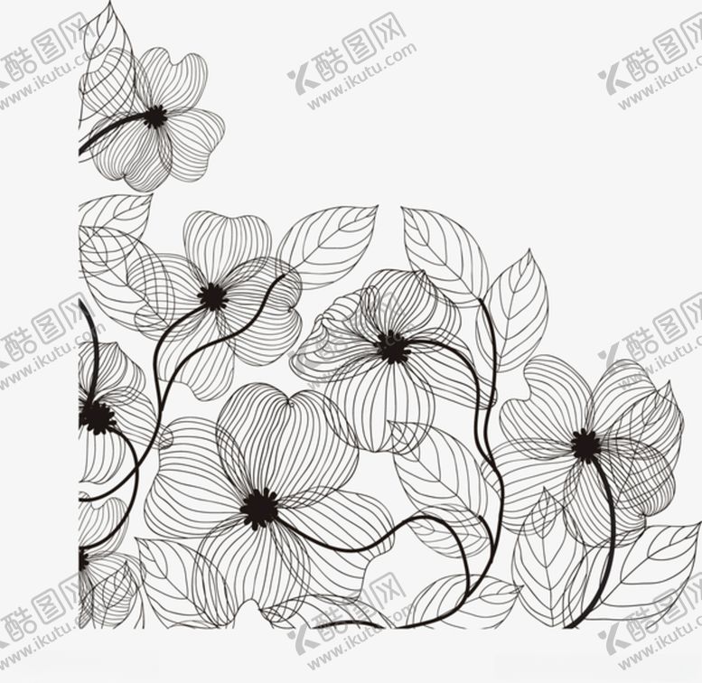 编号：36802406290721546979【酷图网】源文件下载-复古黑色线条花丛