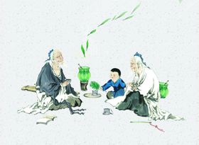 老人煮茶