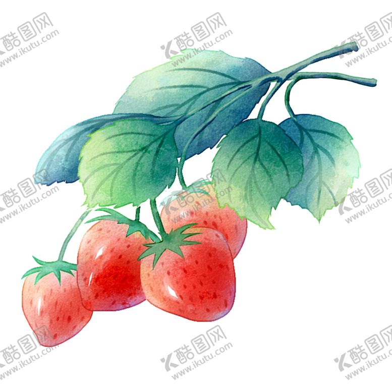 编号：72914509192032448726【酷图网】源文件下载-手绘卡通水彩水果草莓 