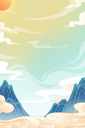 国潮插画背景时尚中中文化中风海报