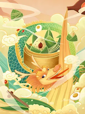 端午节插画素材感恩大促销粽子