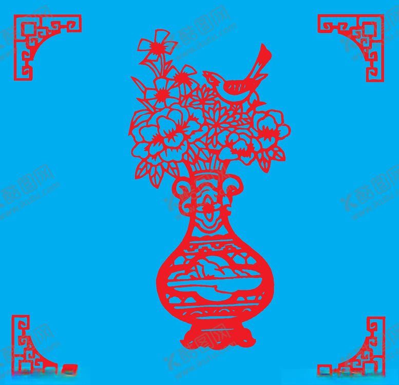 编号：38122410010918159956【酷图网】源文件下载-花瓶剪纸