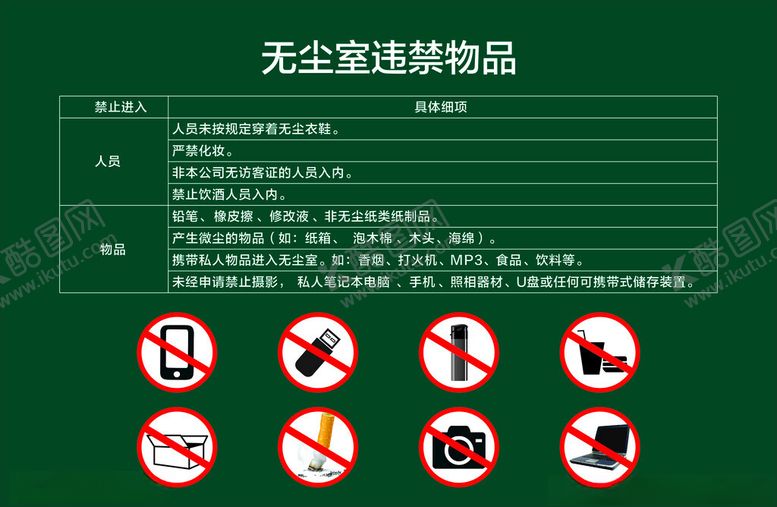 编号：25541801261153384442【酷图网】源文件下载-无尘室违禁品