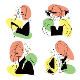 手绘优雅女性的曲线艺术png