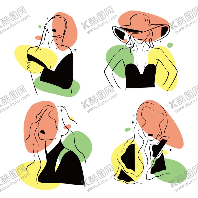 编号：98788810311746534156【酷图网】源文件下载-手绘优雅女性的曲线艺术png