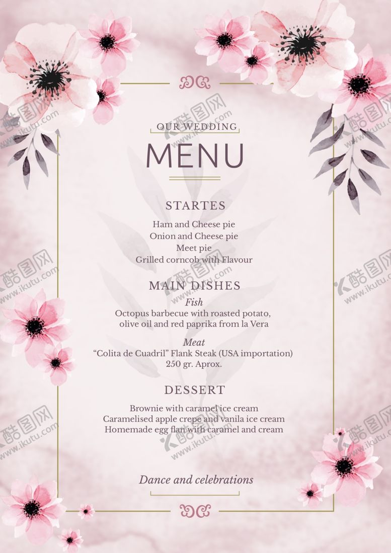 编号：52436910100804168042【酷图网】源文件下载-婚宴菜单设计