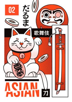 日式招财猫插画